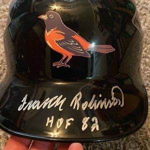 Full sized Orioles Frank Robinson autograph baseball helmet